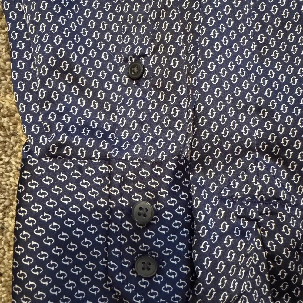 Banana Republic Men’s Parker Blue Navy Geometric Button Up Shirt Long Sleeve XS
